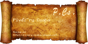 Piváry Csaba névjegykártya